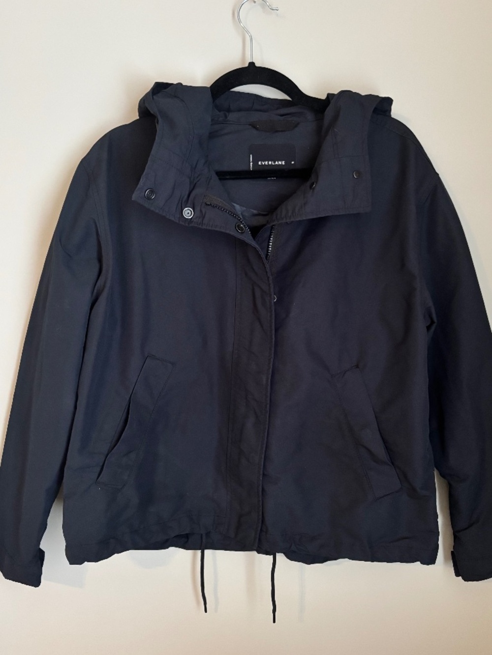Everlane ReNew Hooded Jacket Navy Blue Medium Lightweight Utility Coat